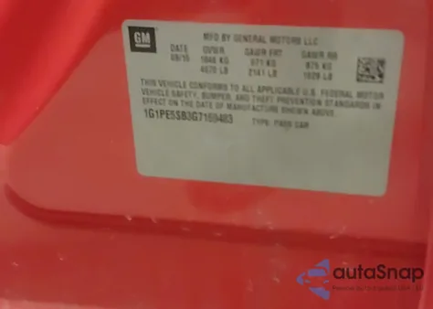 2016 Chevrolet Cruze Limited 1Lt Auto from USA, damaged, VIN 1G1PE5SB3G7169483